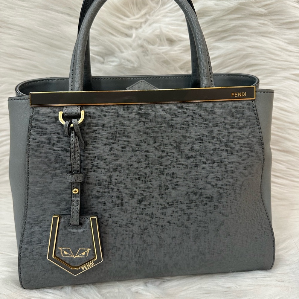 Fendi Gray Leather Tote Bag